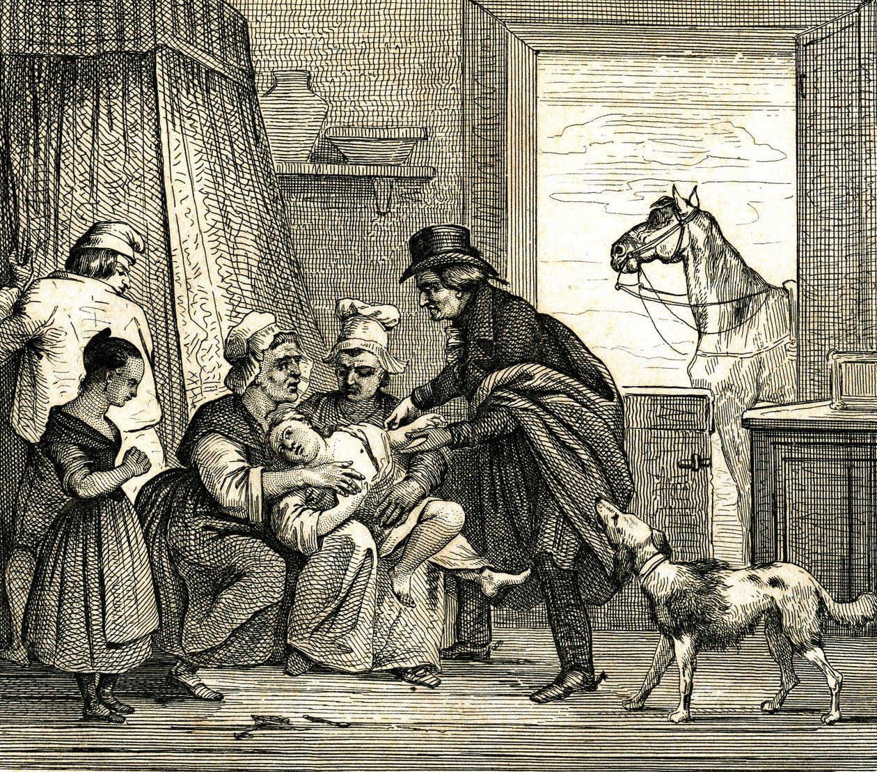 A physician visit in the countryside by Unbekannter Künstler