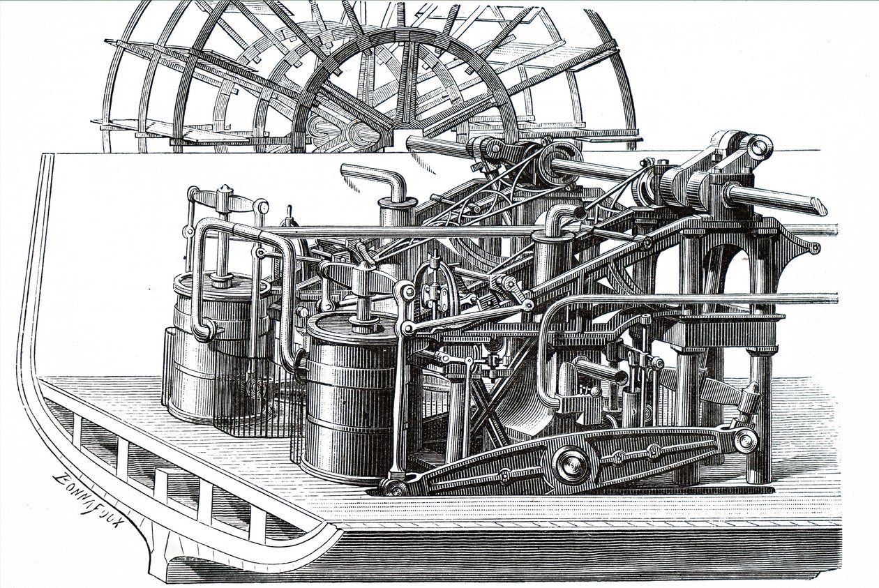 A slide-lever engine by Unbekannt