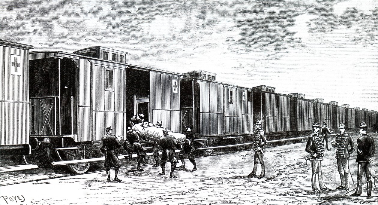 A Stretcher Case Being Brought on Board a Hospital Train by Unbekannt