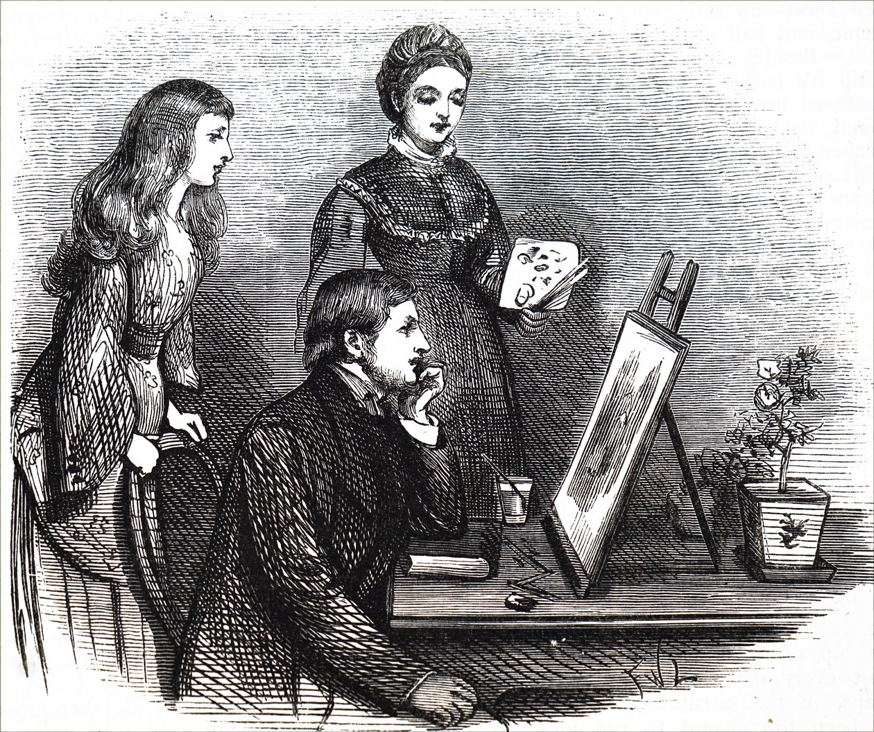 A young artist presenting her work by Unbekannt
