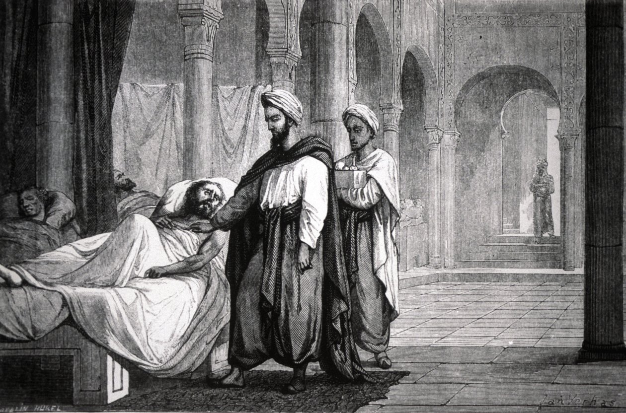 Abulcasis, doctor of caliph Al-Hakam II, at Cordoba hospital (Spain) by Unbekannter Künstler