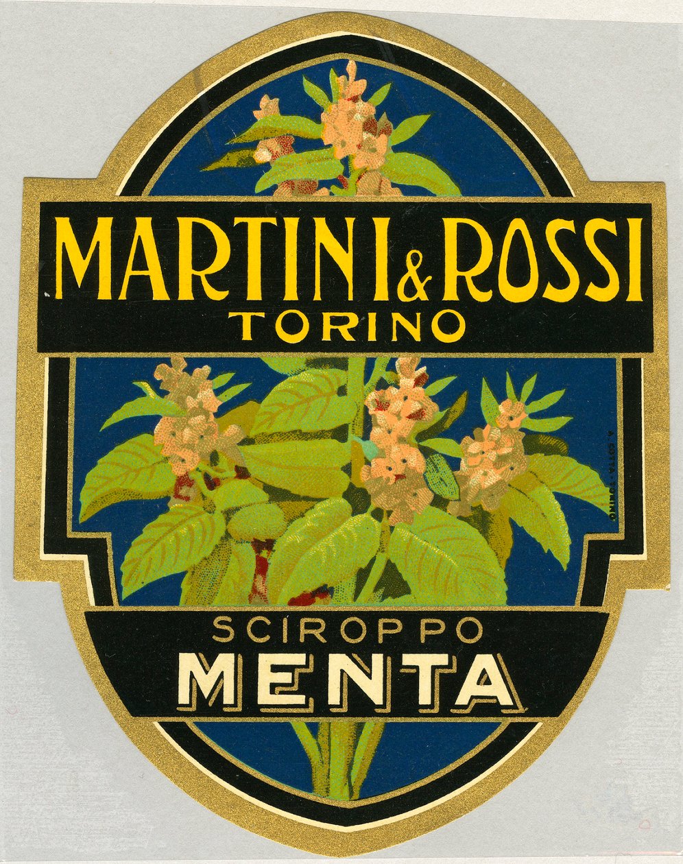 Advertisement label for mint syrup Martini e Rossi by Unbekannt