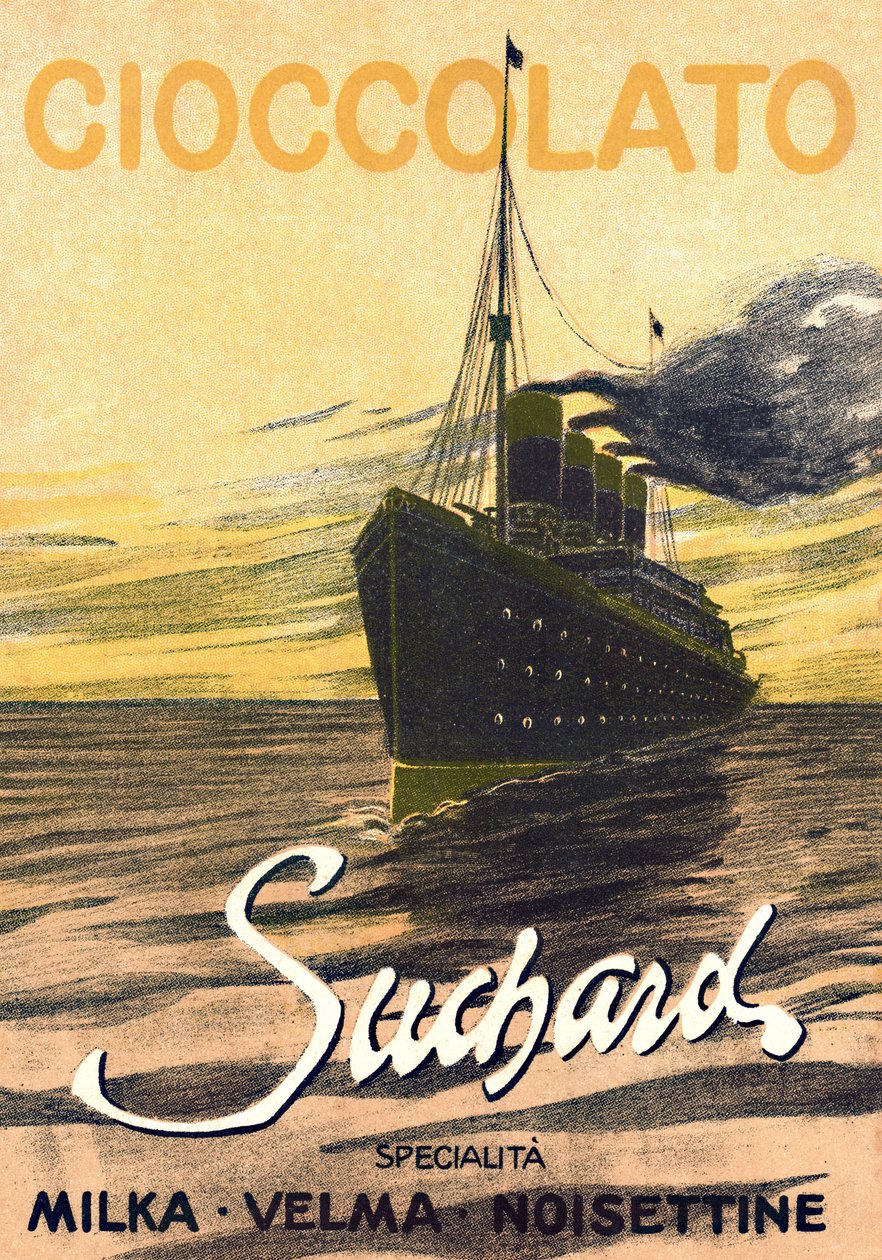 Advertising for the chocolate Milka de Suchard representing a liner, beginning of 20th century by Unbekannter Künstler