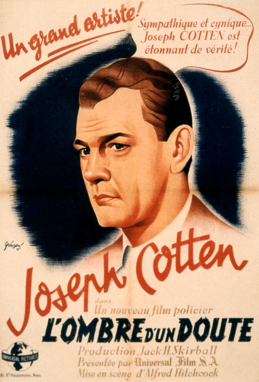 Poster of the film Shadow of a Doubt by Alfred Hitchcock with Joseph Cotten 1943 by Unbekannt