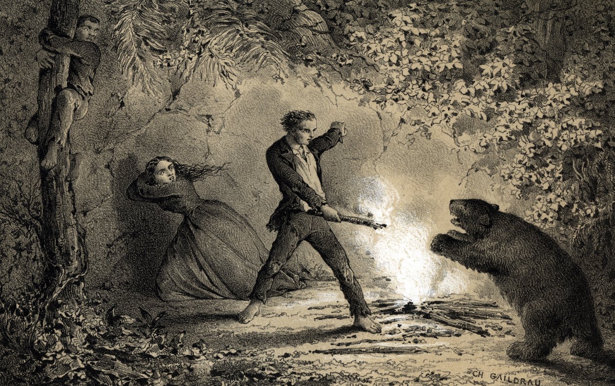 After the Shipwreck, the Sailor Pierre Viaud Defends Himself from Ferocious Beasts by Unbekannter Künstler