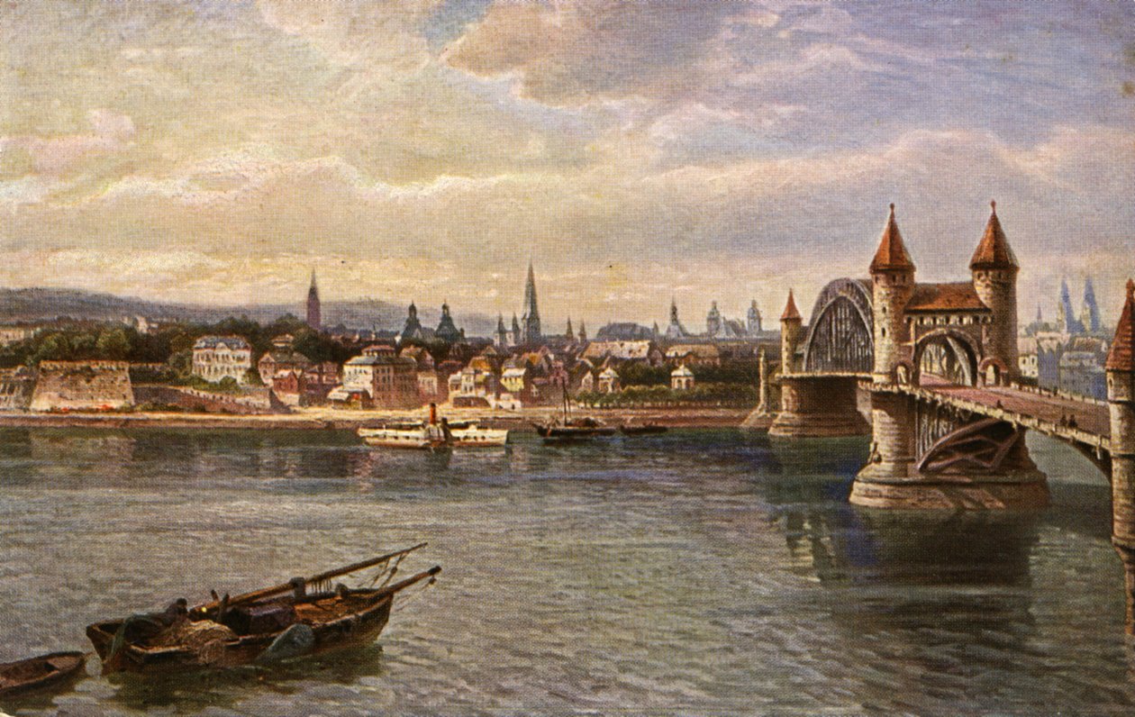Old Rhine Bridge, Bonn by Unbekannter Künstler