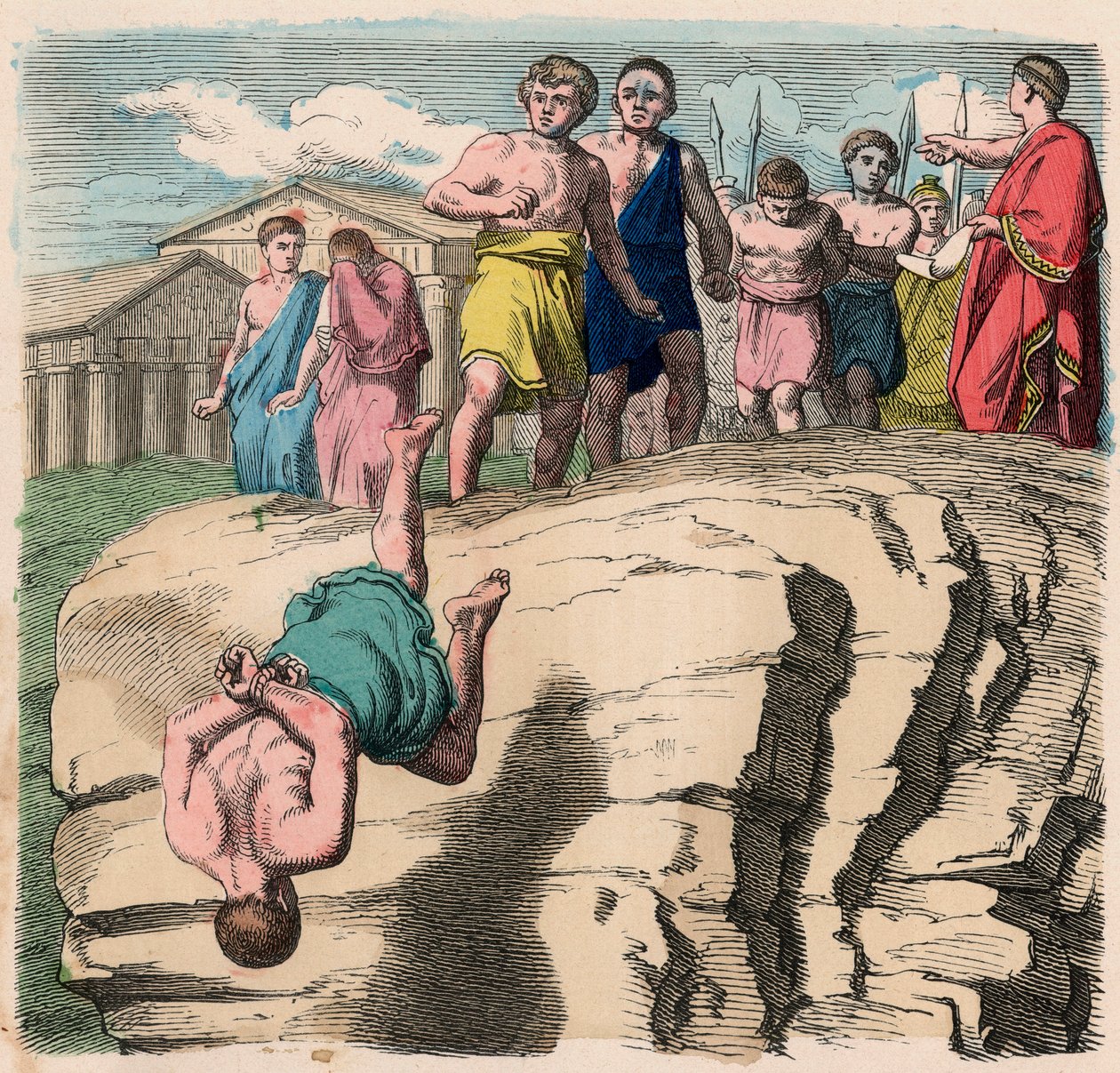 Ancient Rome: Law, Punishment of traitors, Throw from the Tarpeian Rock in Rome by Unbekannt