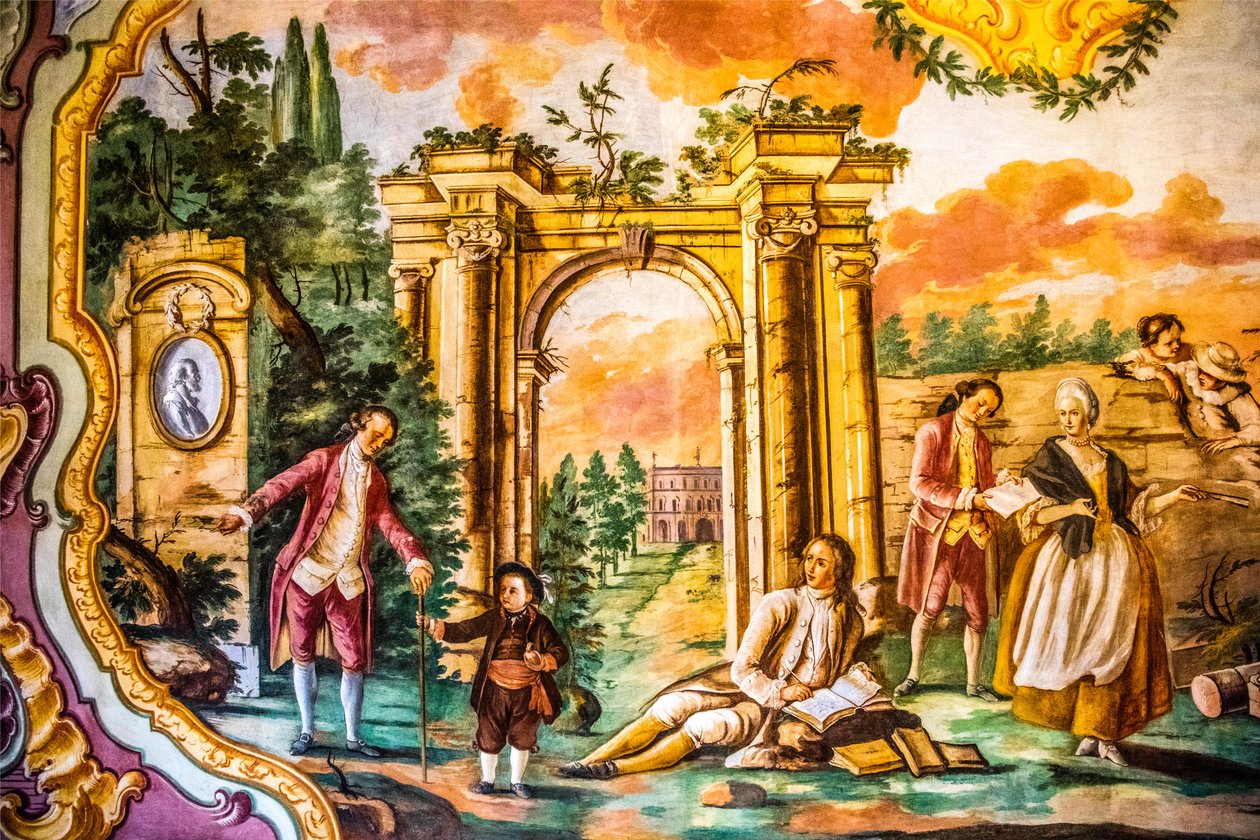 Arcadia Room with frescoes by Domenico Carella, Palazzo Ducale, Martina Franca, Apulia, Martina Franca, Apulia, Italy, Europe by Unbekannter Künstler