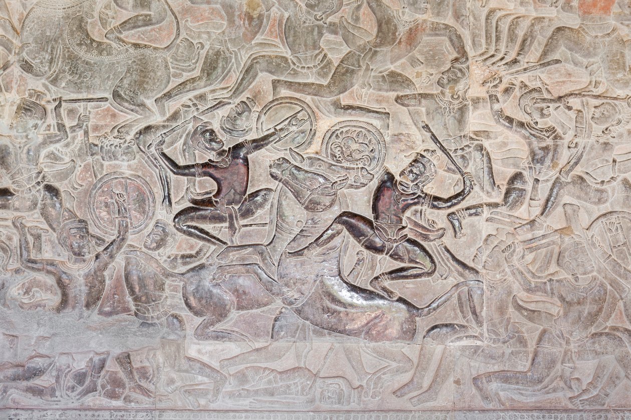 Bas reliefs on the eastern gallery of Angkor Wat, Cambodia by Unbekannter Künstler