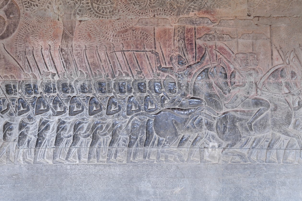 Bas Reliefs on the Southern Gallery of Angkor Wat, Cambodia by Unbekannter Künstler