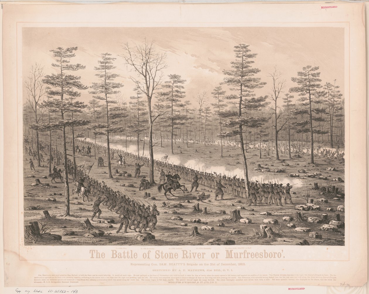 Battle of Stone River or the Battle of Murfreesboro, December 31 by Unbekannt