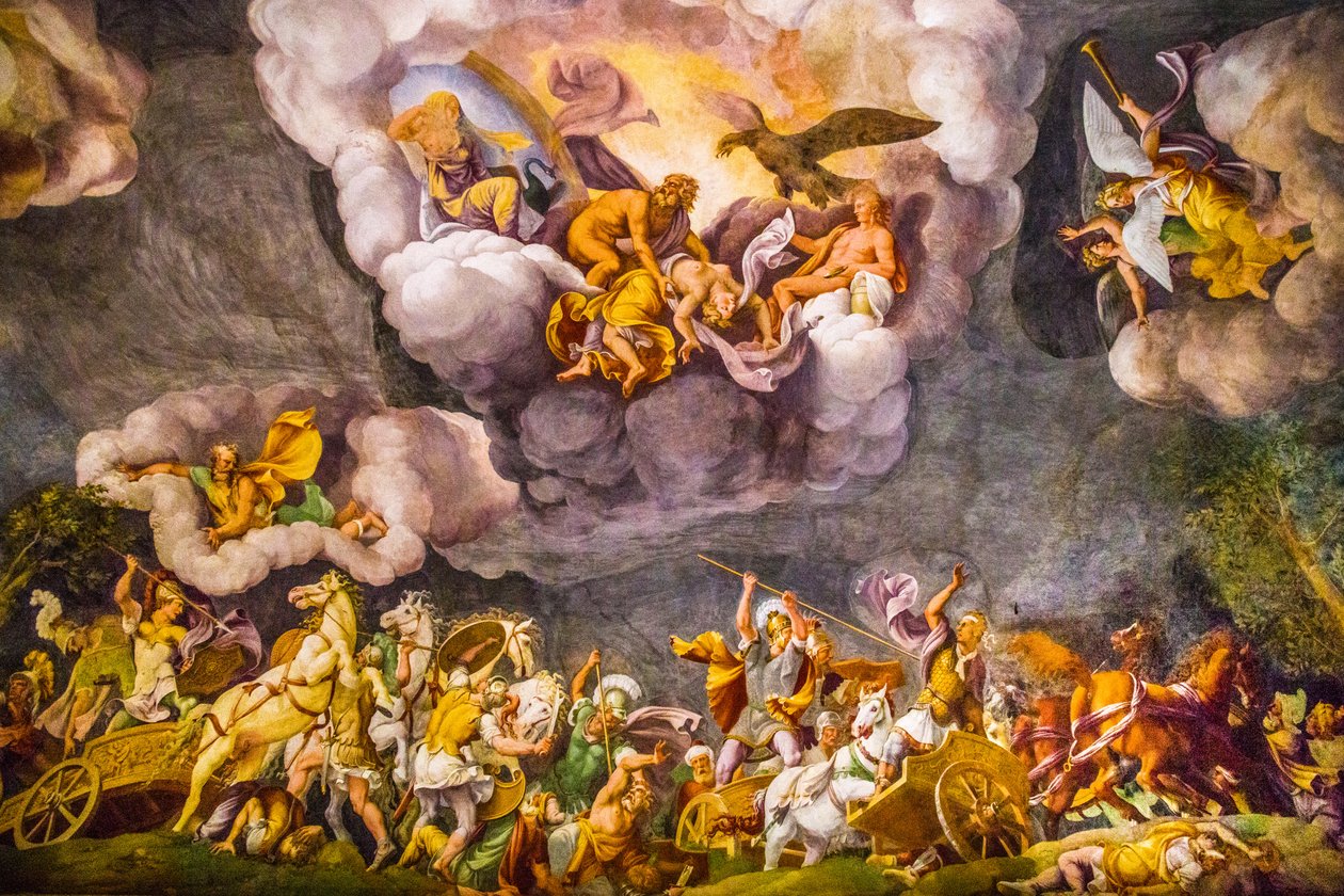 Ceiling painting in Palazzo Duccale, Royal Palace, Castle San Giorgio, Mantua, Lombardy, Italy, Europe by Unbekannter Künstler