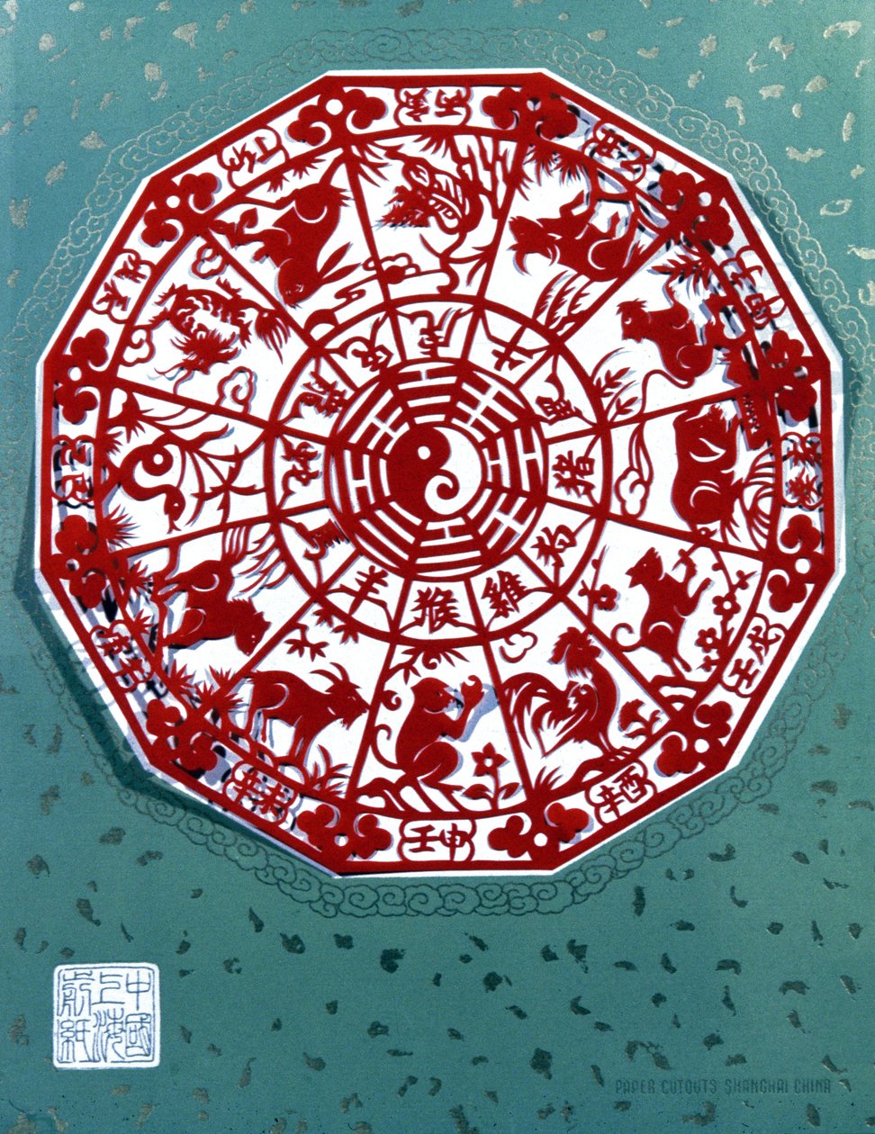 Chinese Zodiac. Paper cutting by Unbekannter Künstler