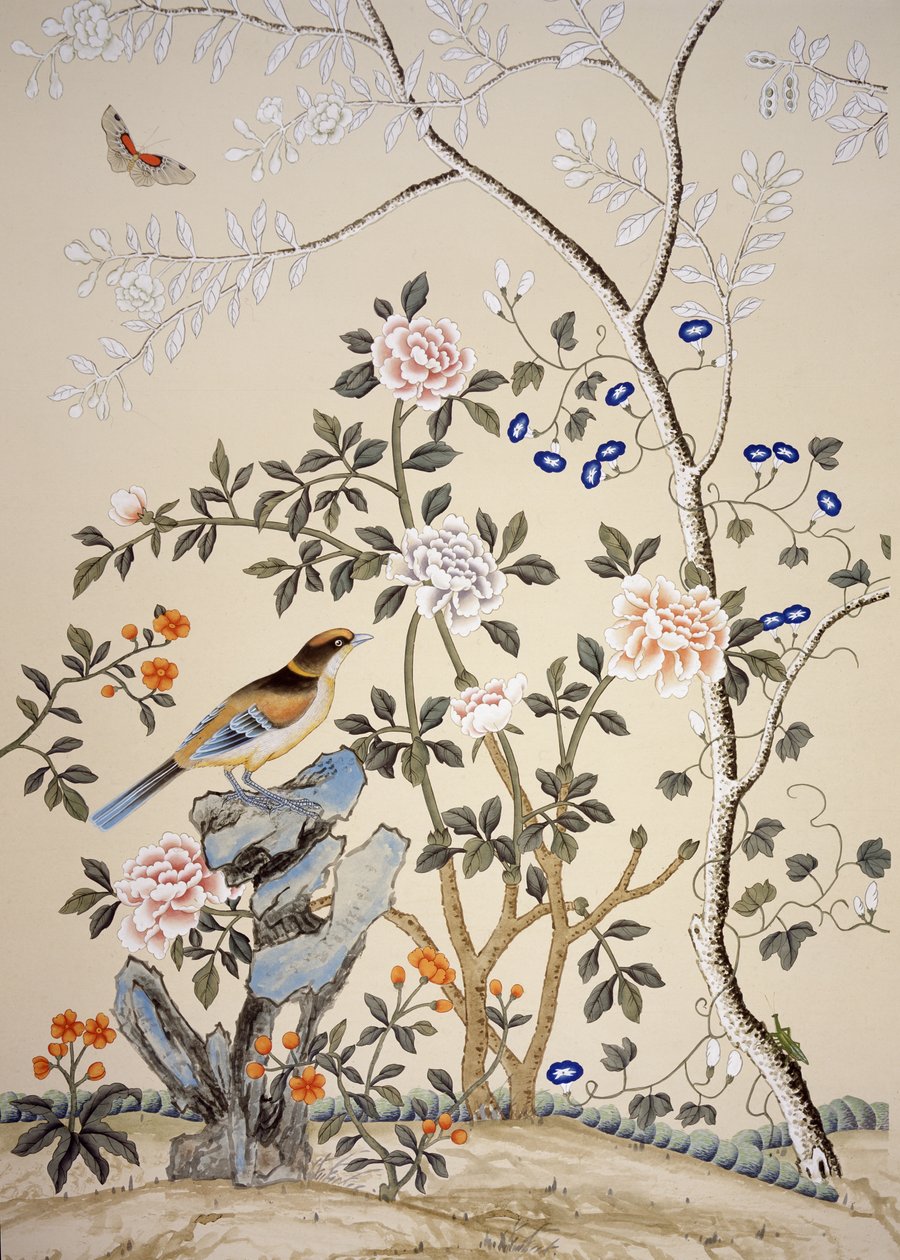Chinoiserie wallpaper, Marble Hill House, Twickenham, Richmond, Middlesex, UK by Unbekannter Künstler