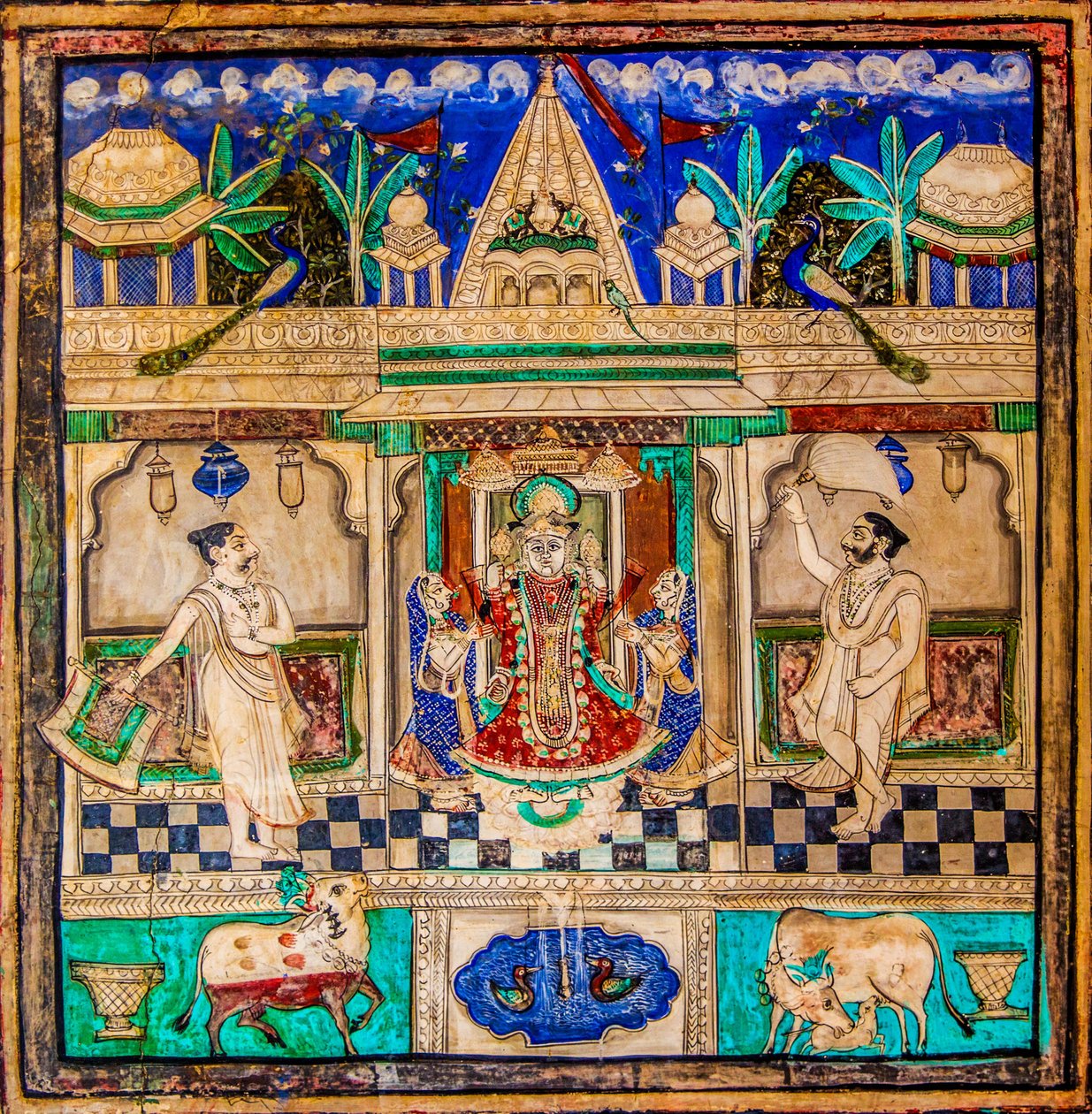 Chittra Shala Courtyard with Virtuoso Fine Paintings, Taragarh Fort, Bundi, Rajasthan, India by Unbekannter Künstler