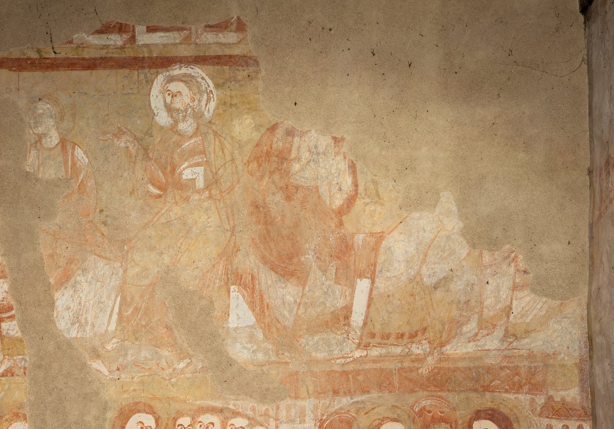 Church (Église Saint-Martin). Interior. Wall Paintings (Fresco). West Wall of the Nave. (Detail) Apostles. 12th Century by Unbekannt