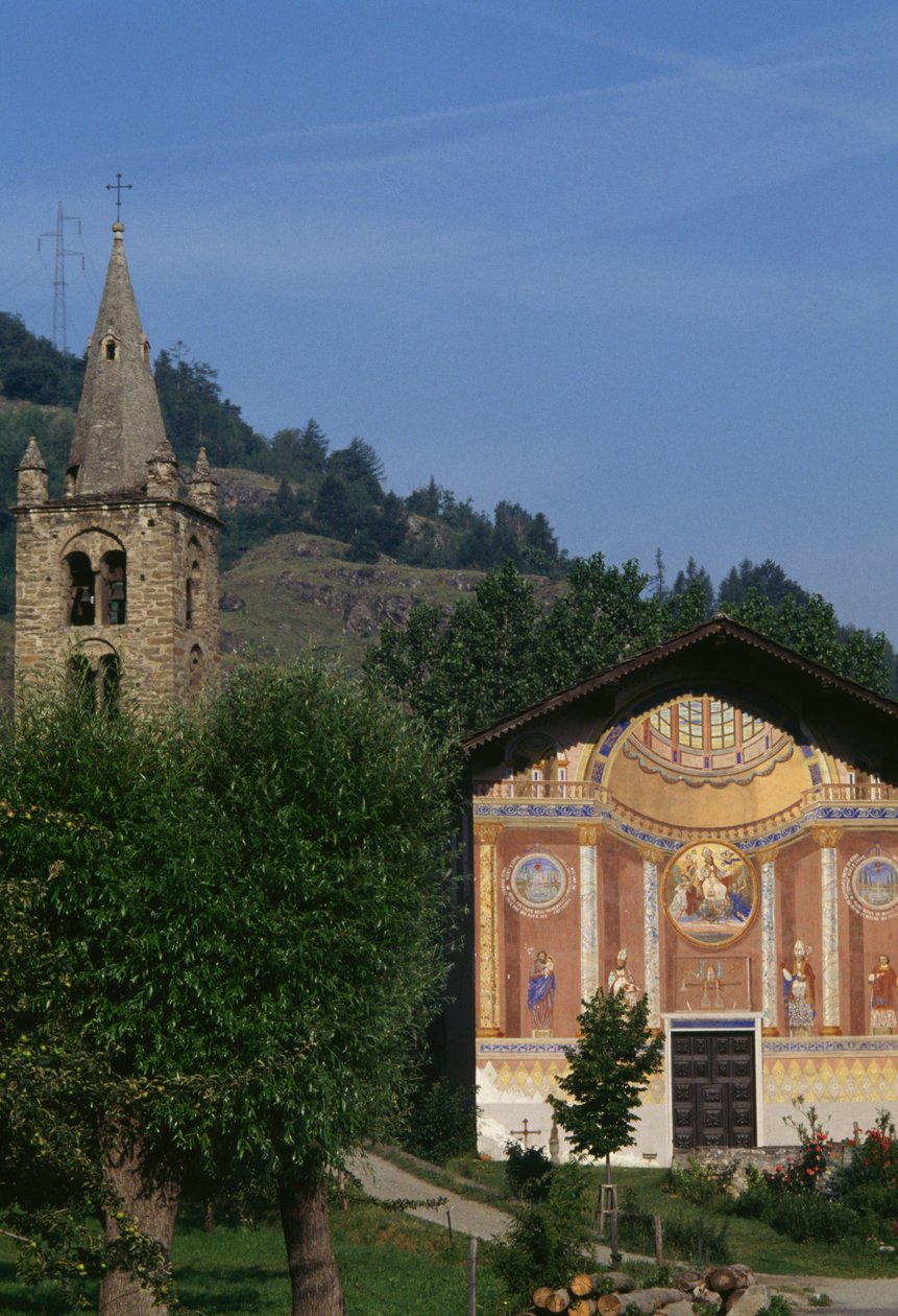 Church of St Leger with the Late-Renaissance Bell Tower, Aymavilles, Aosta Valley, Italy by William M. Timlin