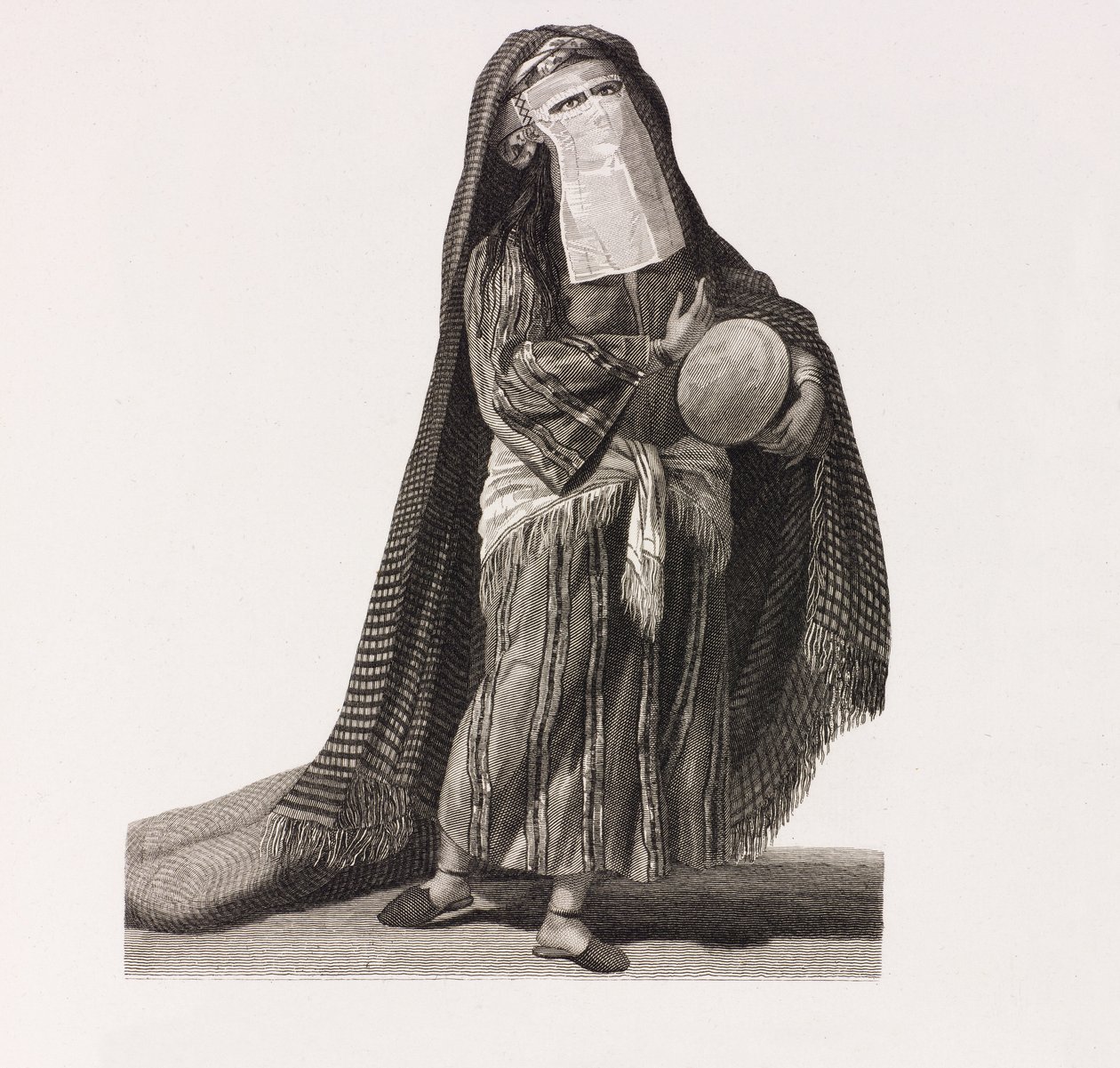 Close-up Illustration of a Woman in a Red Silk Dress by Unbekannt