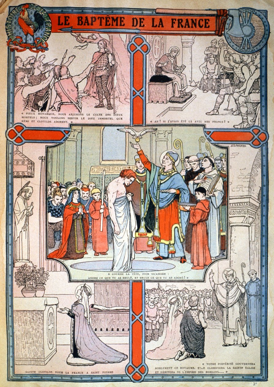 Clovis christening by Saint Remi in Reims, c. 1930 by Unbekannter Künstler