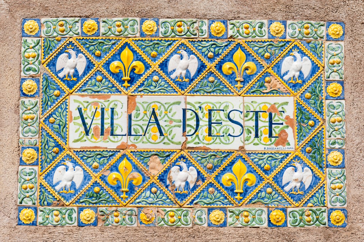Coloured glazed terra cotta plate; Villa d