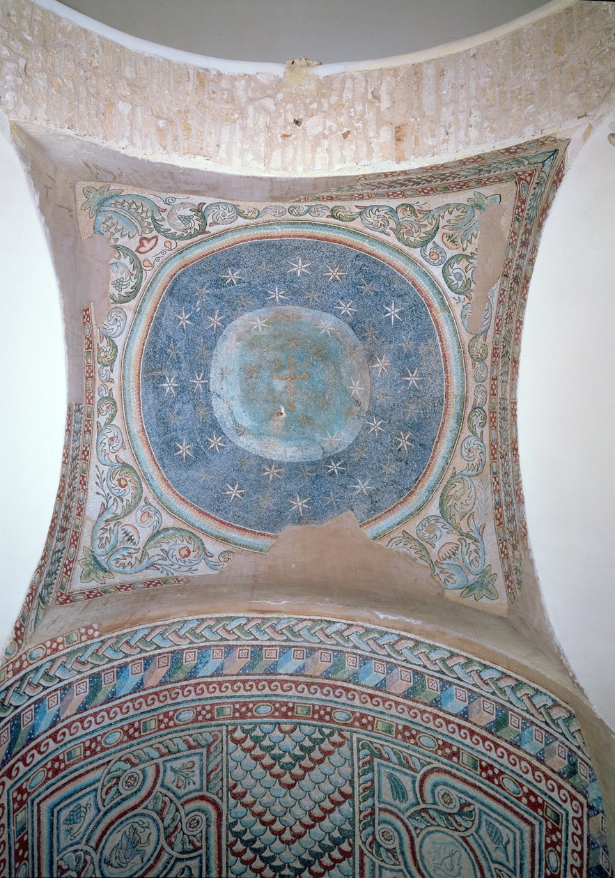 Cross set against the night sky, decoration of the cupola, 5th century by Unbekannt