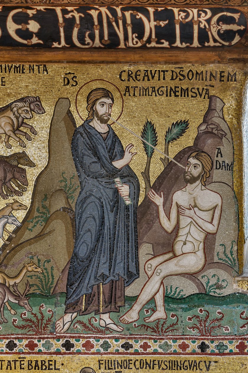 Cycle of mosaics on the Old Testament, cycle of the Creation: The Creation of Adam, XII century, The Palatine Chapel, The Royal Palace or Palazzo dei Normanni, Palermo, Sicily, Italy by Unbekannter Künstler
