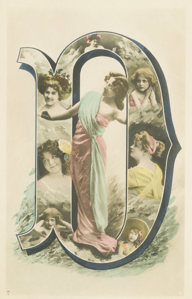 D: photo-portrait of a woman standing in a long pink and blue drape by Unbekannt