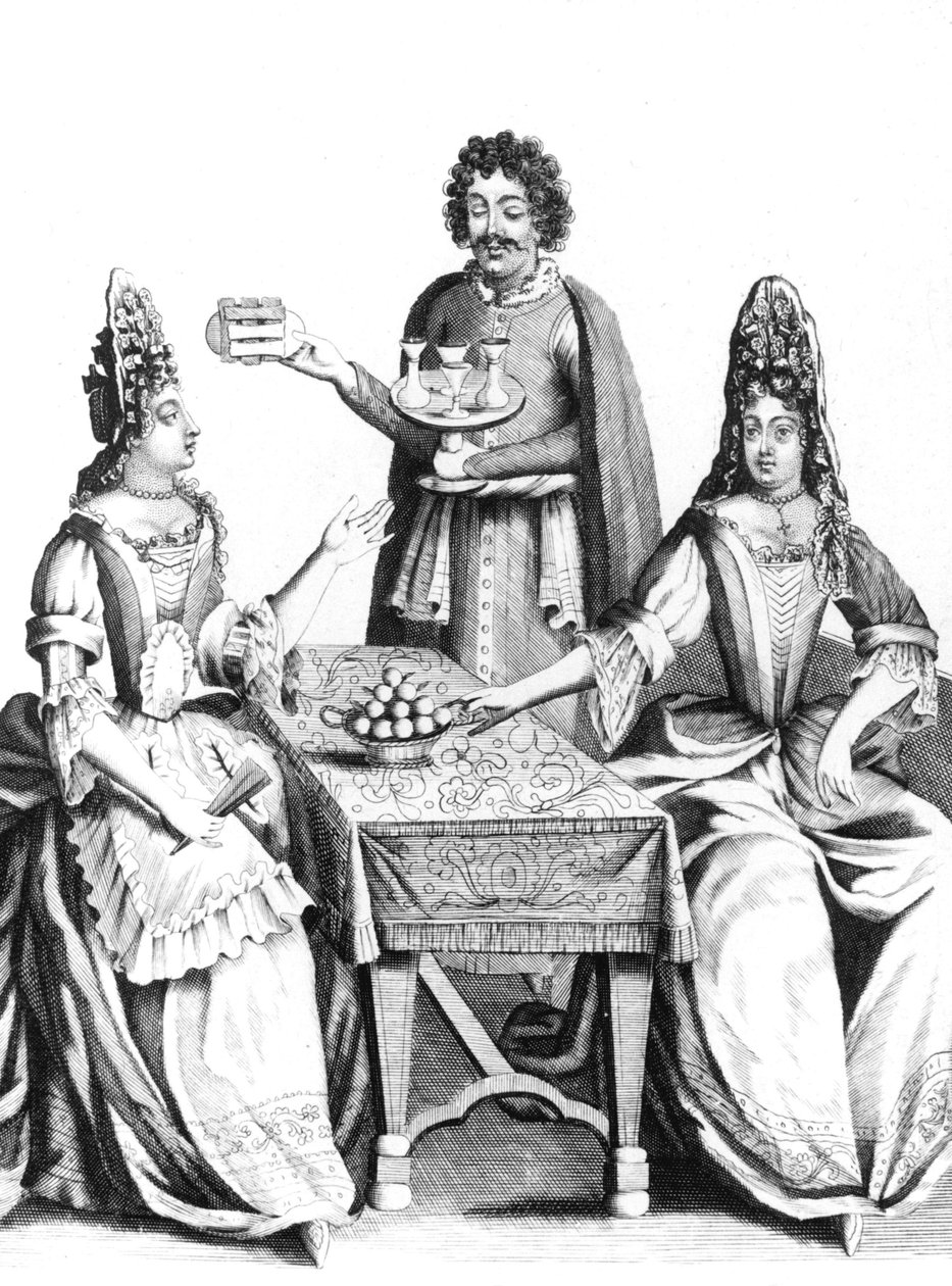 Women having some refreshment in the 17th century (after 1670) by Unbekannter Künstler
