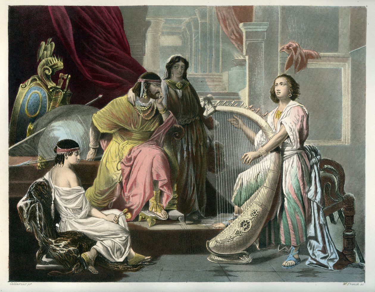 David plays his harp before Saul - Bible by Unbekannter Künstler