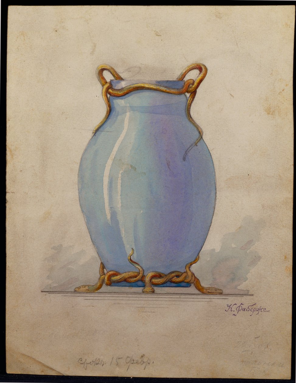 Design for an Oviform Blue Vase, House of Carl Faberge by Unbekannt