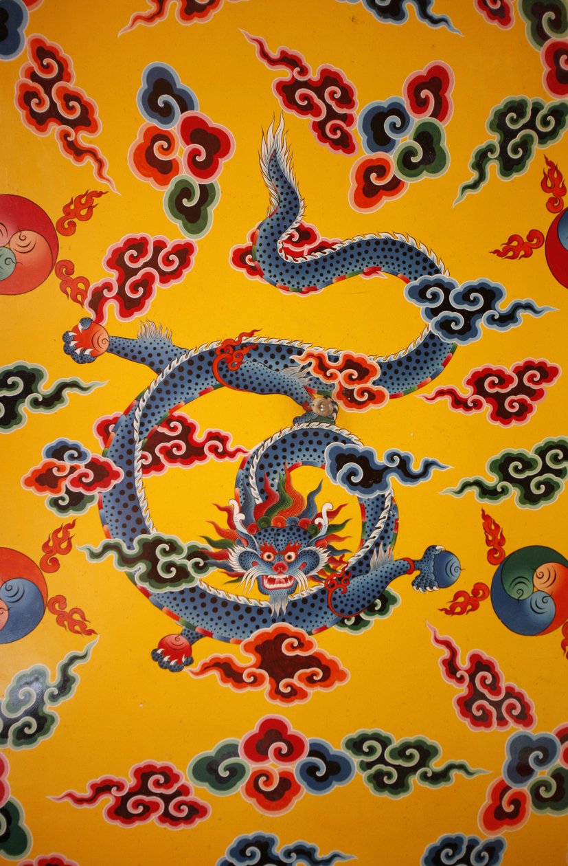 Dragon Wall Painting, Kopan Monastery, Kathmandu, Nepal by Unbekannt