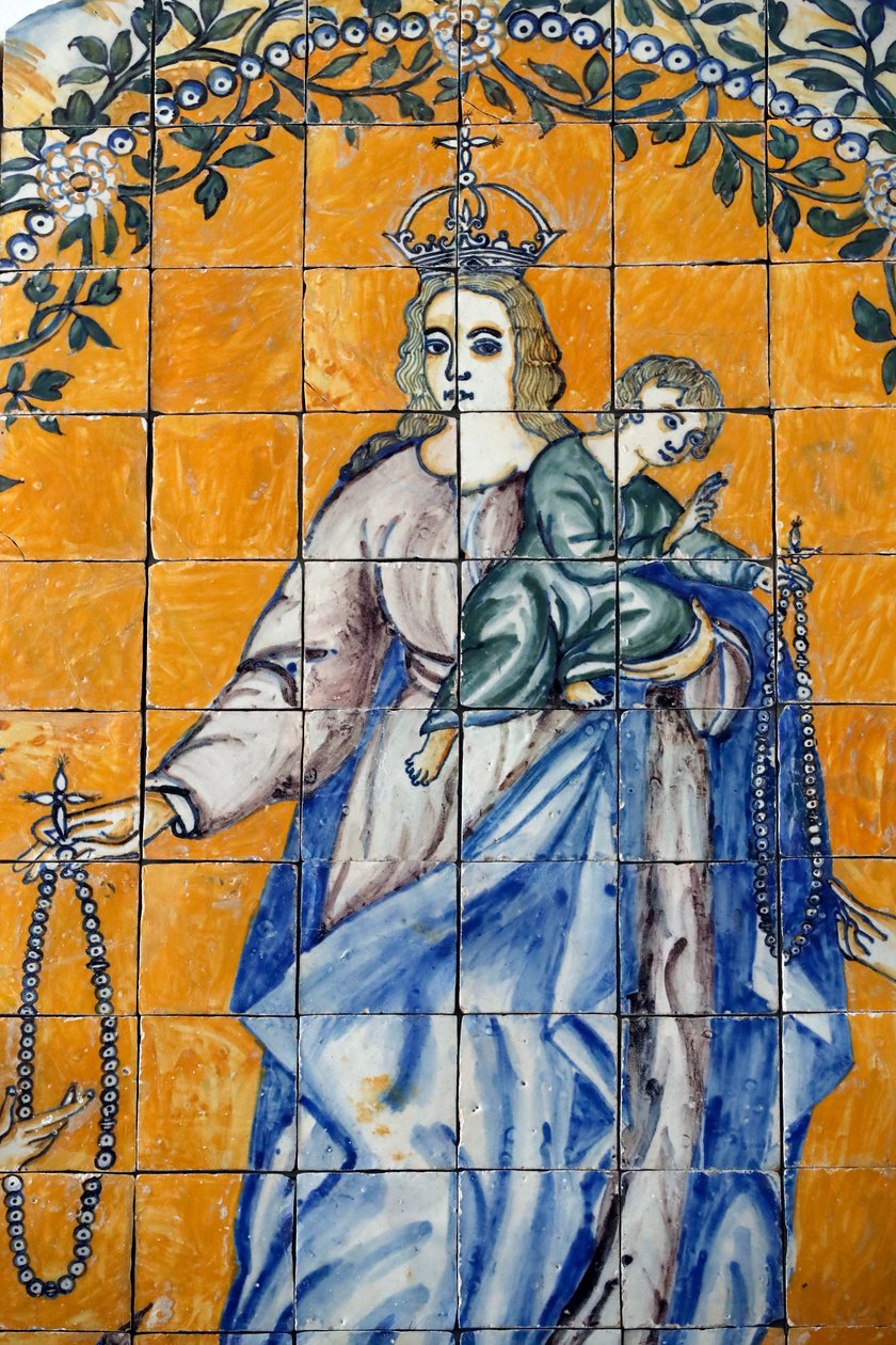 Evora Museum, Azulejos, Saint Dominic Receiving the Rosary from the Virgin, Portugal by Benjamin Baud