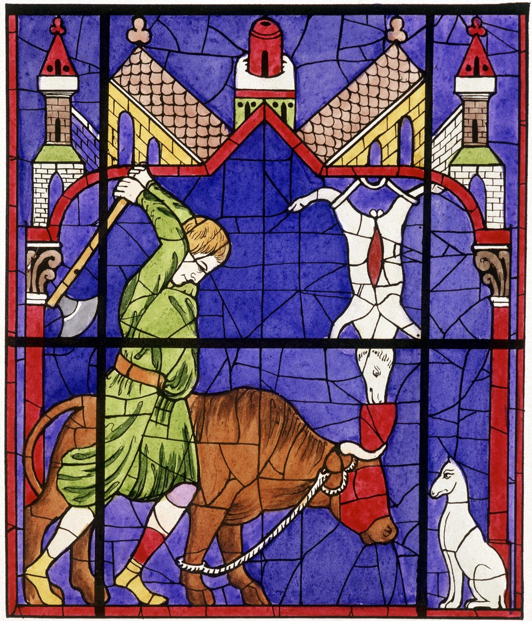 Facsimile of a stained glass window of Notre-Dame de Chartres Cathedral depicting a butcher by Unbekannter Künstler