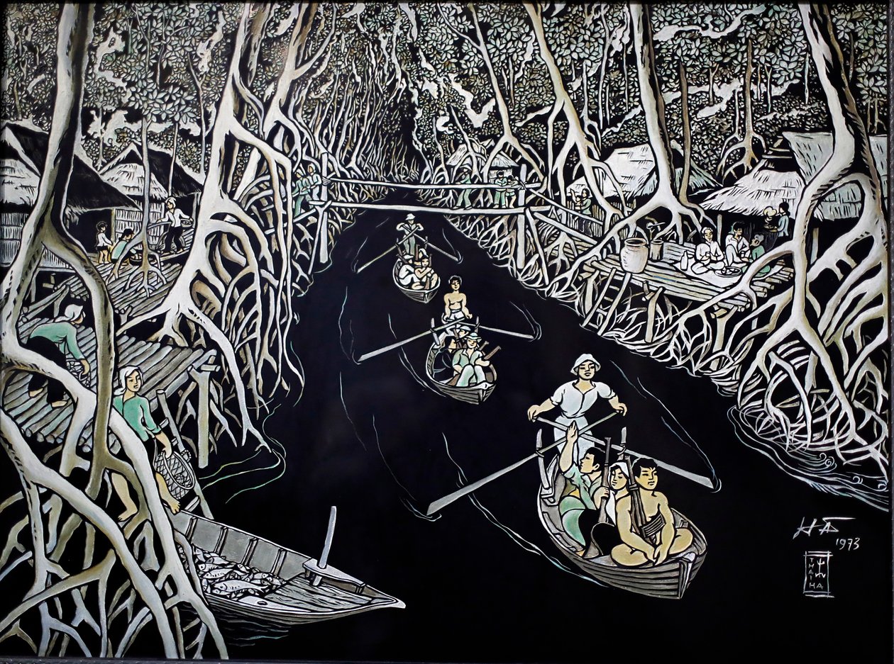 Fine Arts Museum, Ca Mau Guerrillas by Thai Ha, Lacquer Engraving, Ho Chi Minh City, Vietnam, 2018 by Josef Eberz