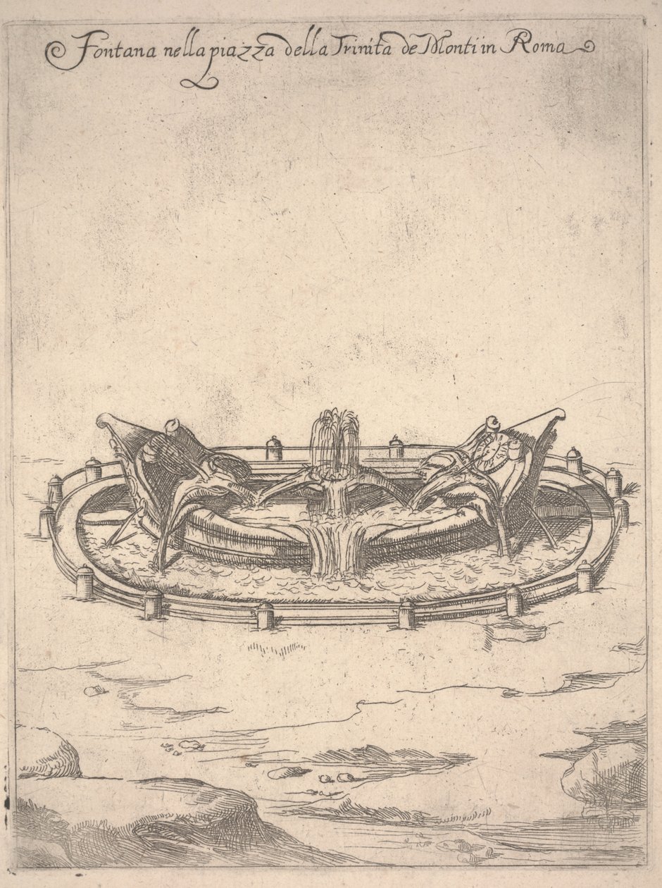 Fountain in the Square of the Trinitá de Monti in Rome, c.1650 by Unbekannter Künstler
