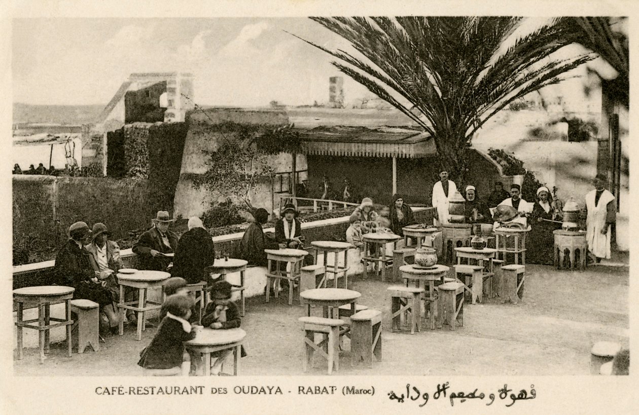 French and Moroccans at the Oudaya Café, Rabat by Unbekannter Künstler