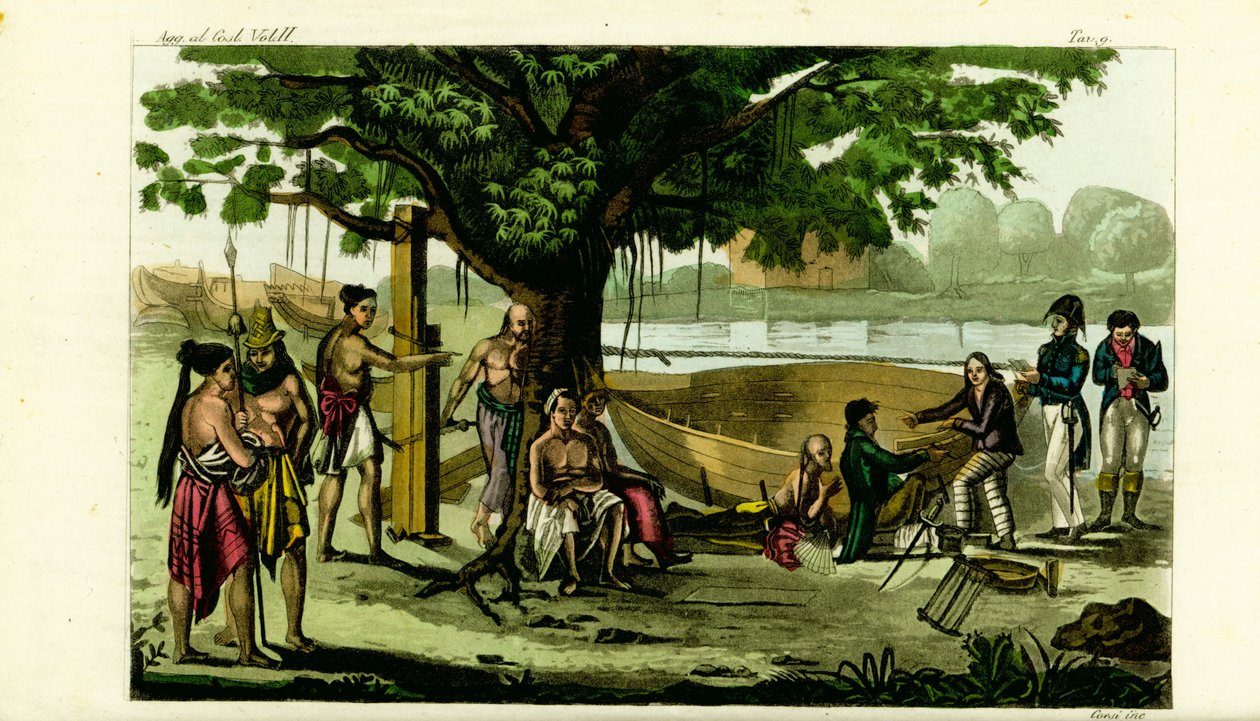 French Officers at a Boatyard Near Kupang, Timor by Unbekannt