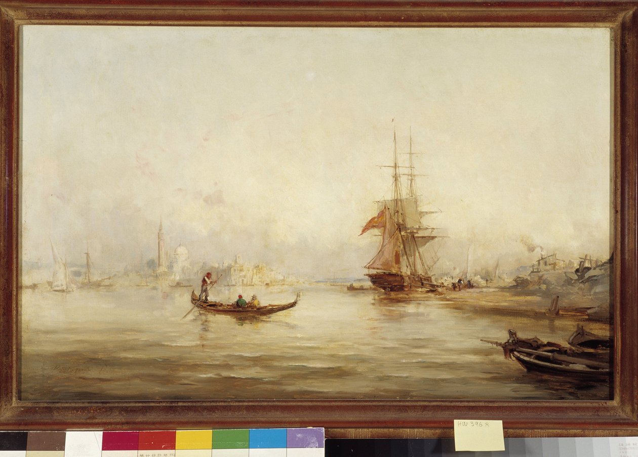 Galleons and Gondolas in the Basin (Venice?) by Paul Bistagne by Unbekannter Künstler