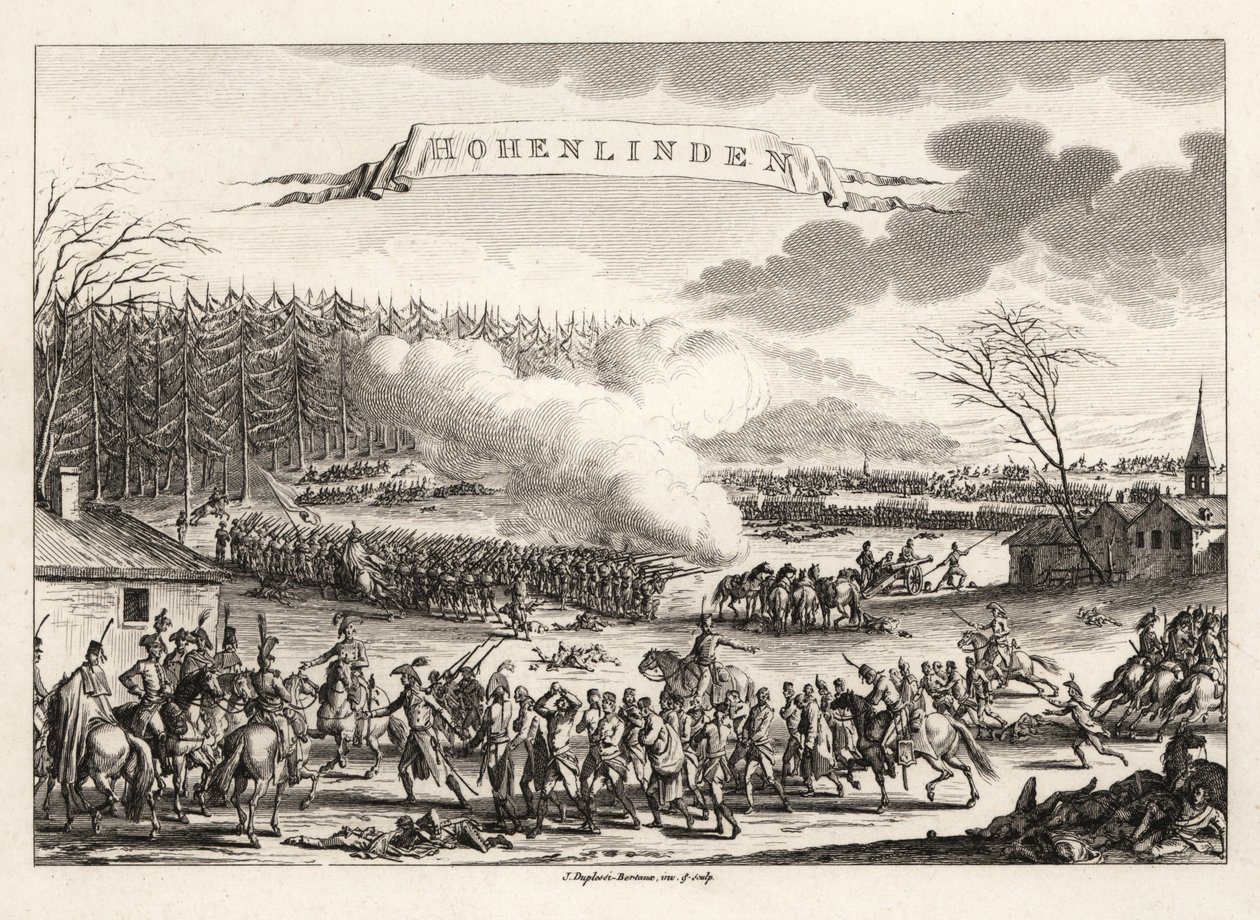 General Jean Victor Marie Moreau leading the French Revolutionary Army to victory at the Battle of Hohenlinden over the Austrians and Bavarians by Unbekannt