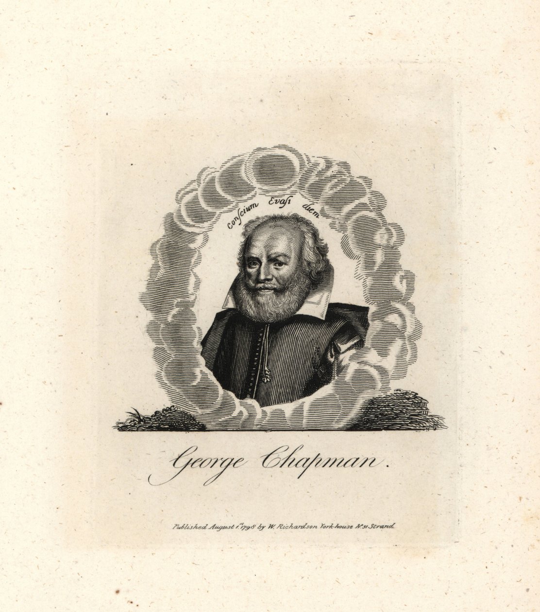 George Chapman, English dramatist, translator, and poet, died 1634. Copperplate engraving from William Richard