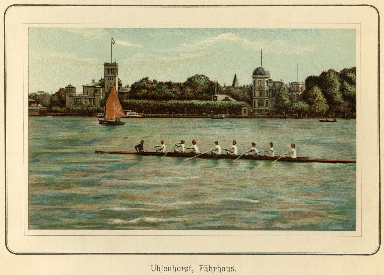 Germany, Hamburg, Uhlenhorst ferry house near the Alster lake, illustration from: "Ansichten-Album Hamburg" (views from Hamburg), published by C. Schneider, Berlin NW c.1890 by Unbekannter Künstler
