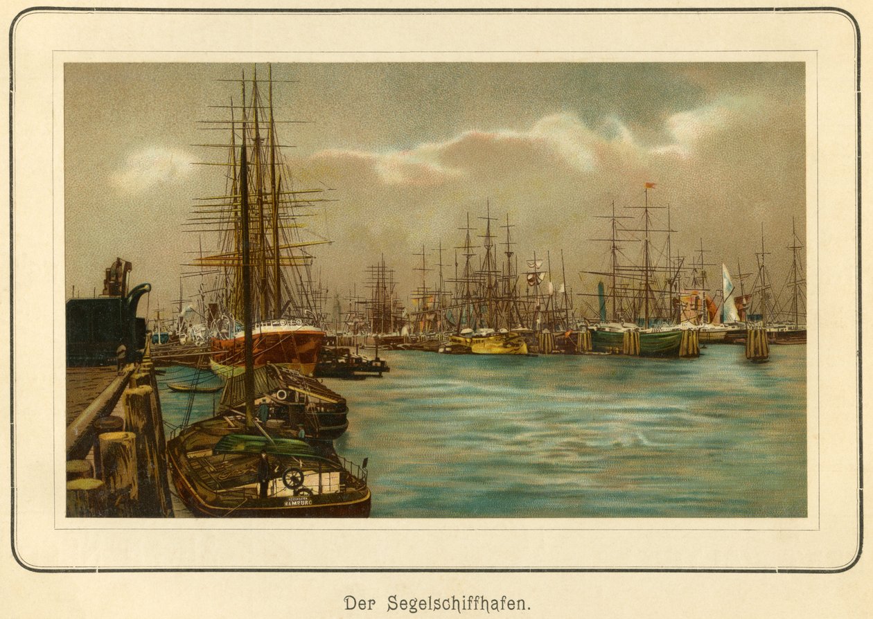 Germany, Hamburg, the harbour for the sailing ships, lithography from: "Ansichten-Album Hamburg" (views from Hamburg), published by C. Schneider, Berlin NW., c.1890 by Unbekannter Künstler