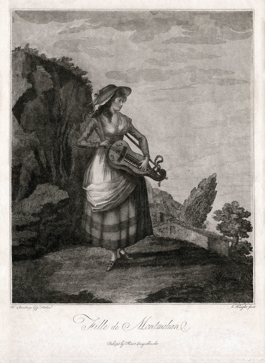 Girl from Montmelian, in Gironde, playing the old wheel by Unbekannter Künstler