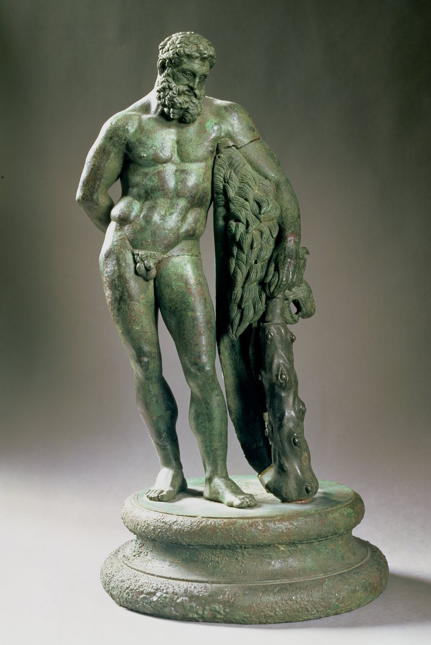 Herakles (Hercules) resting, a reduced copy of an original by Lysippos (c.390-p.310 BC) Greek, c.320 BC (bronze) by Unbekannt