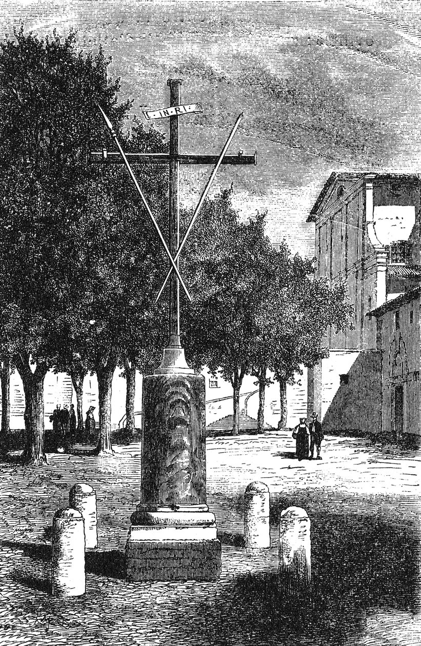History of Ancient Rome. Order of Friars Minor Capuchin over Barberini square in Rome the cross of Christ by Unbekannt