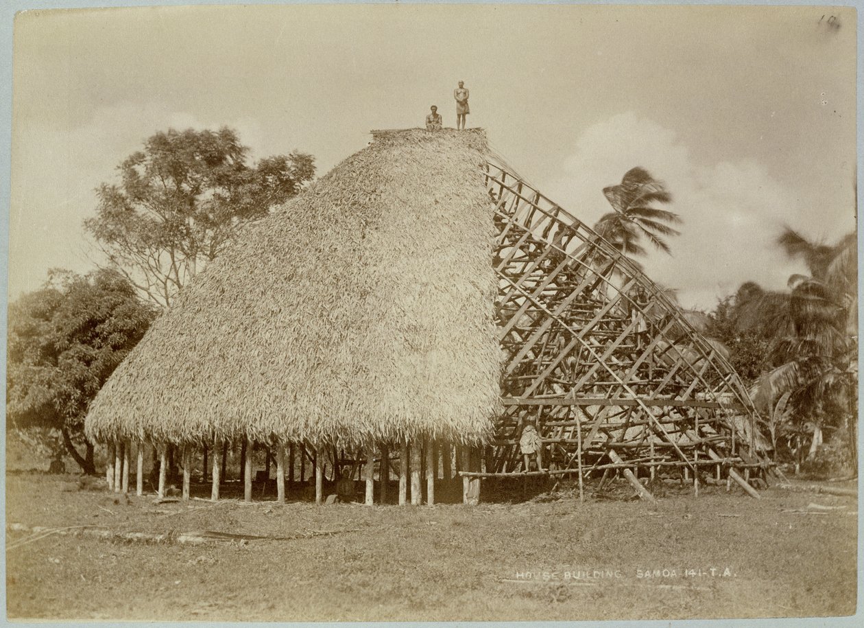 House Building in Samoa, c.1875 by Unbekannt