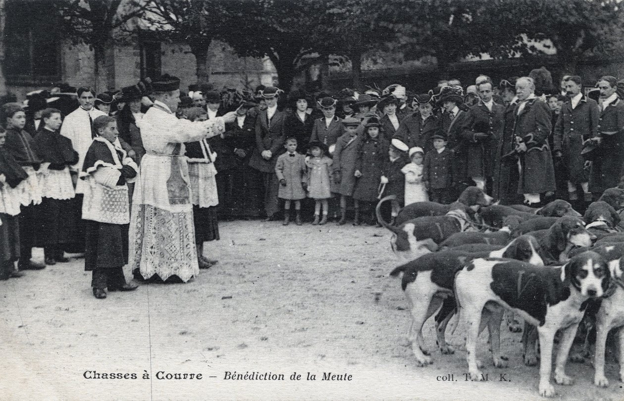 Hunting: blessing of the pack of dogs - Postcard late 19th-early 20th century by Unbekannt