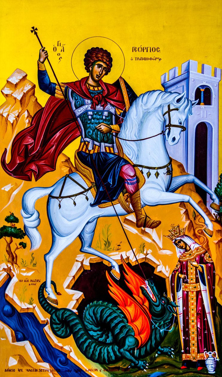 Icon of Saint George, Moni Karydi, Crete, Vamos, Crete, Greece, Europe by Unbekannter Künstler