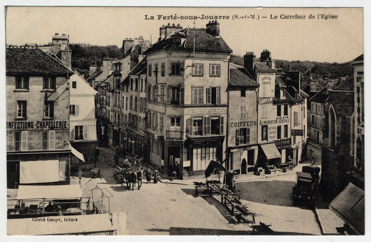 Ile de France, Seine et Marne (77), Ferte-sous-Jouarre: the crossroads of the Church - Postcard late 19th-beginning 20th century by Unknown