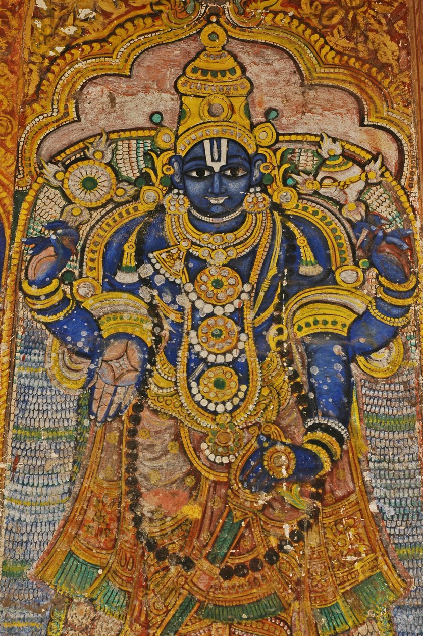 India, Tamil Nadu, Srirangam, Sri Ranganathasvami Hindu Temple, wall painting of Vishnu by Unbekannt